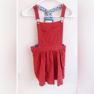 Mini Boden Pink Floral Corduroy Jumper Dress Girls Size 9-10Y